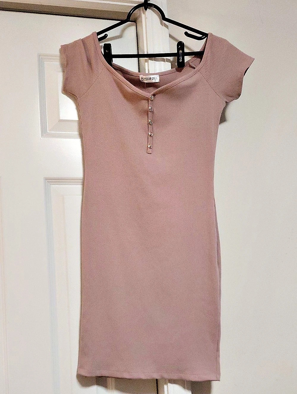 Popular 21 Pink Ribbed Mini Dress